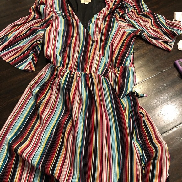 Camila Coelho Violetta Wrap Dress in Multi Stripe xL - Picture 3 of 7
